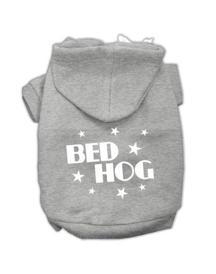 Bed Hog Screen Printed Pet Hoodies Grey Size Lg