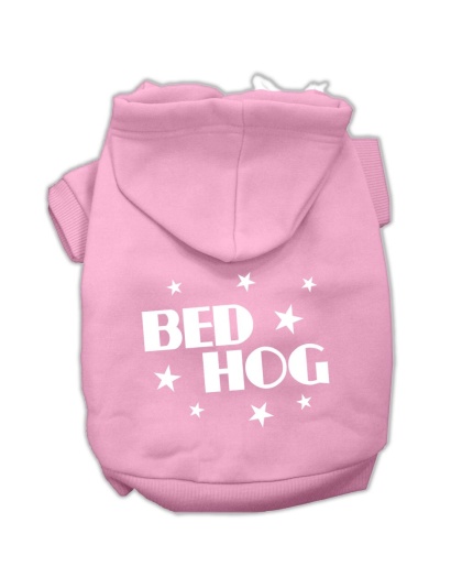 Bed Hog Screen Printed Pet Hoodies Light Pink Size Lg