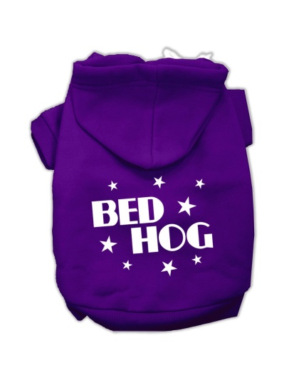Bed Hog Screen Printed Pet Hoodies Purple Size Lg