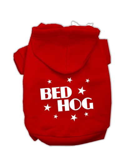 Bed Hog Screen Printed Pet Hoodies Red Size Lg