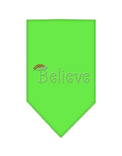 Believe Rhinestone Bandana Lime Green Large