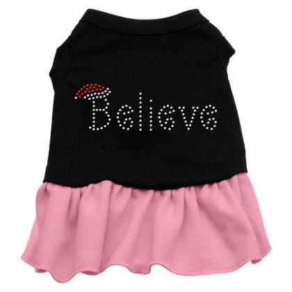 Believe Rhinestone Dress Black with Pink Lg