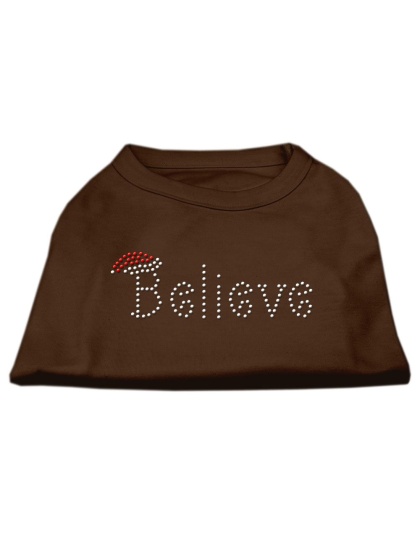 Believe Rhinestone Shirts Brown Lg