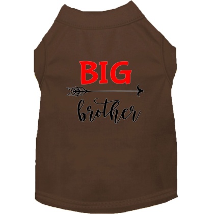 Big Brother Screen Print Dog Shirt Brown Lg