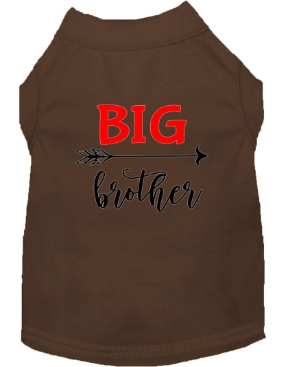 Big Brother Screen Print Dog Shirt Brown Lg