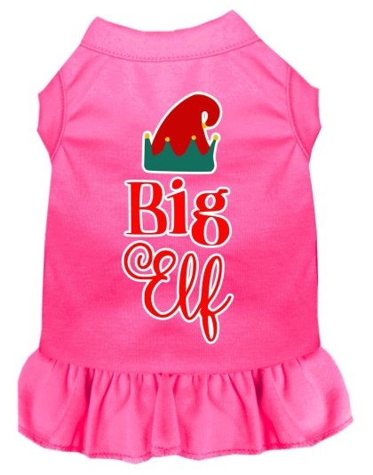 Big Elf Screen Print Dog Dress Bright Pink 4X