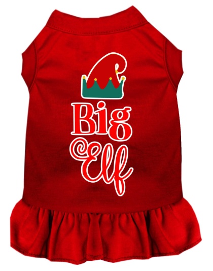 Big Elf Screen Print Dog Dress Red 4X