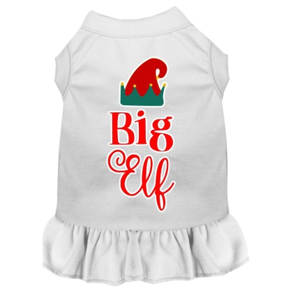 Big Elf Screen Print Dog Dress White 4X