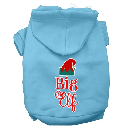 Big Elf Screen Print Dog Hoodie Baby Blue L