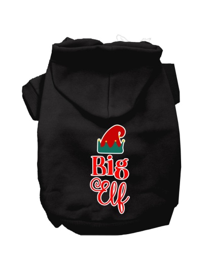 Big Elf Screen Print Dog Hoodie Black L