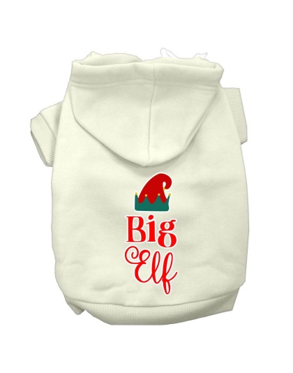 Big Elf Screen Print Dog Hoodie Cream L