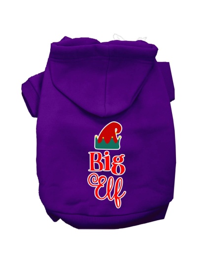 Big Elf Screen Print Dog Hoodie Purple L