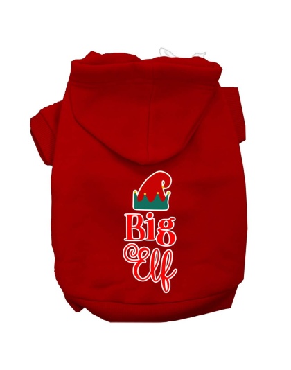 Big Elf Screen Print Dog Hoodie Red L