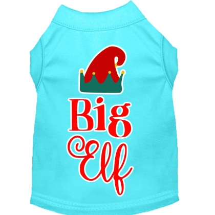 Big Elf Screen Print Dog Shirt Aqua Lg