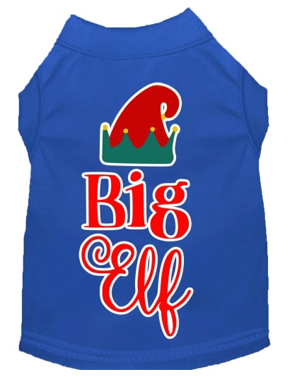 Big Elf Screen Print Dog Shirt Blue Lg