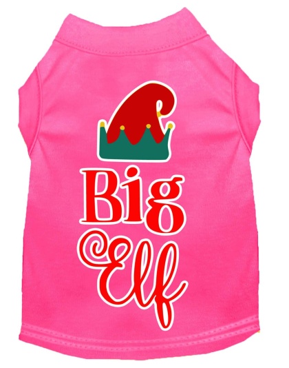 Big Elf Screen Print Dog Shirt Bright Pink Lg