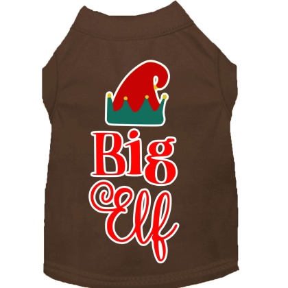 Big Elf Screen Print Dog Shirt Brown Lg