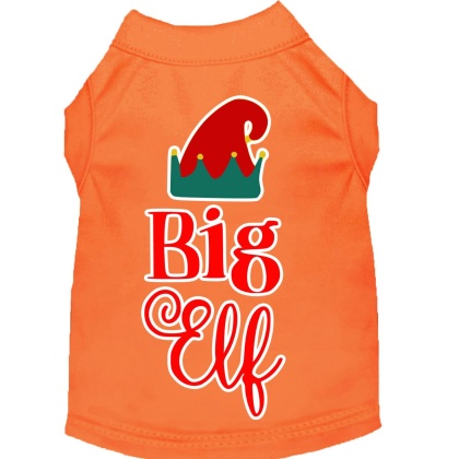 Big Elf Screen Print Dog Shirt Orange Lg