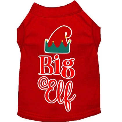 Big Elf Screen Print Dog Shirt Red Lg