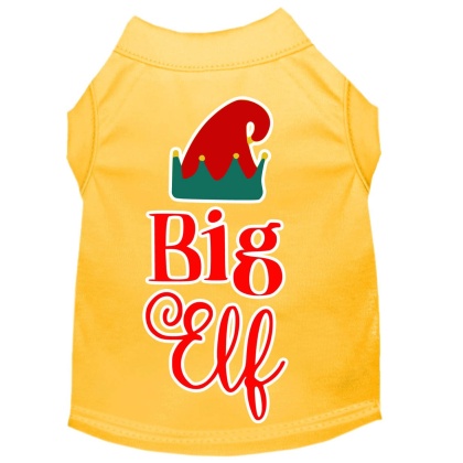 Big Elf Screen Print Dog Shirt Yellow Lg