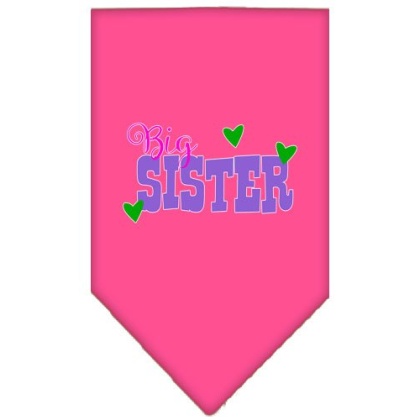 Big Sister Screen Print Bandana Bright Pink Large