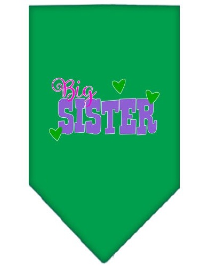 Big Sister Screen Print Bandana Emerald Green Large