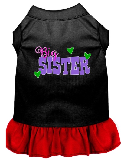 Big Sister Screen Print Dog Dress Black with Red Lg