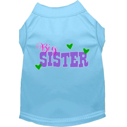 Big Sister Screen Print Dog Shirt Baby Blue Lg