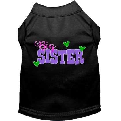 Big Sister Screen Print Dog Shirt Black Lg