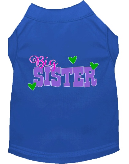 Big Sister Screen Print Dog Shirt Blue Lg