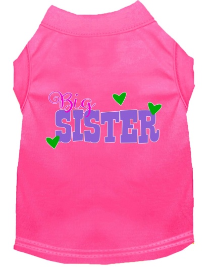 Big Sister Screen Print Dog Shirt Bright Pink Lg