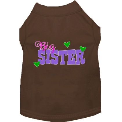 Big Sister Screen Print Dog Shirt Brown Lg