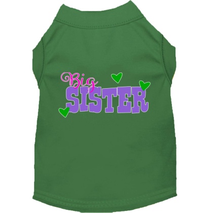 Big Sister Screen Print Dog Shirt Green Lg