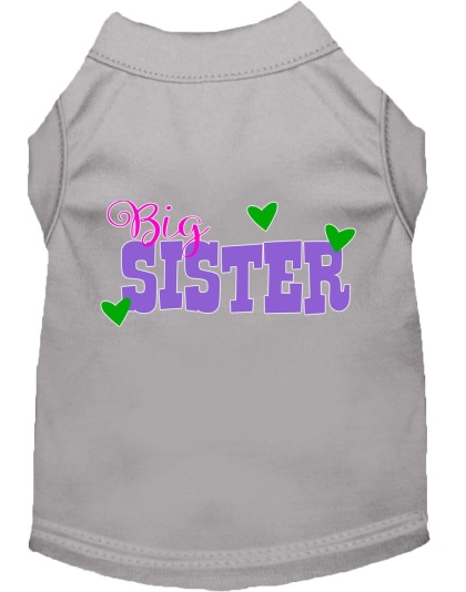 Big Sister Screen Print Dog Shirt Grey Lg