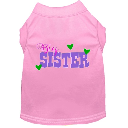 Big Sister Screen Print Dog Shirt Light Pink Lg