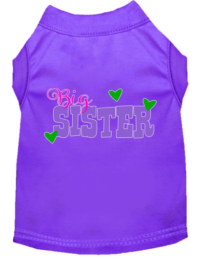 Big Sister Screen Print Dog Shirt Purple Lg