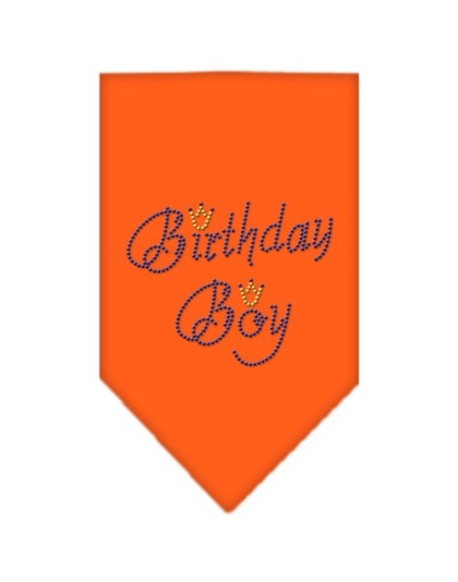 Birthday Boy Rhinestone Bandana Orange Large