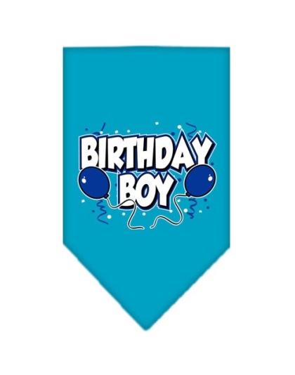 Birthday Boy Screen Print Bandana Turquoise Large