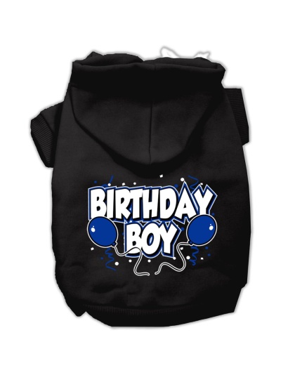 Birthday Boy Screen Print Pet Hoodies Black Size Lg