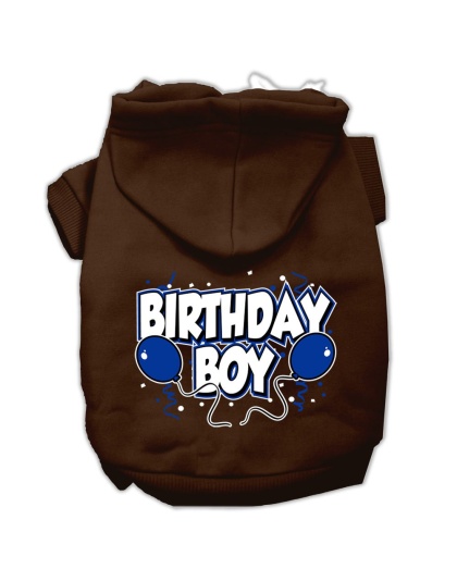 Birthday Boy Screen Print Pet Hoodies Brown Size Lg