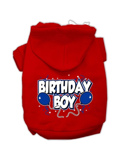 Birthday Boy Screen Print Pet Hoodies Red Size Lg