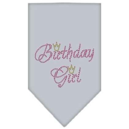 Birthday Girl Rhinestone Bandana Grey Large