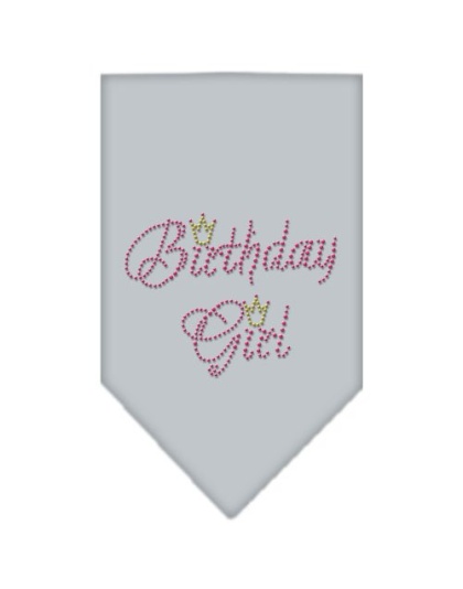 Birthday Girl Rhinestone Bandana Grey Large