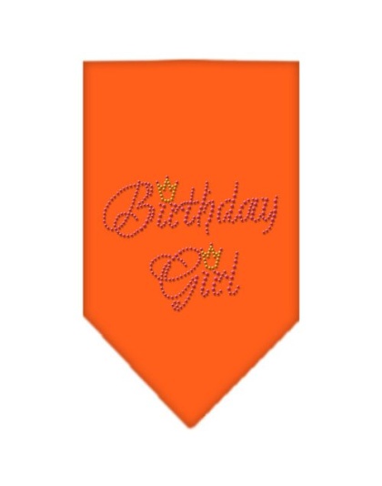 Birthday Girl Rhinestone Bandana Orange Large