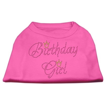 Birthday Girl Rhinestone Shirt Bright Pink L