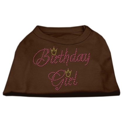 Birthday Girl Rhinestone Shirt Brown Lg