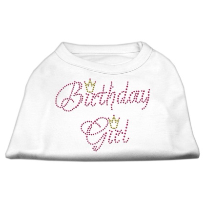 Birthday Girl Rhinestone Shirt White L