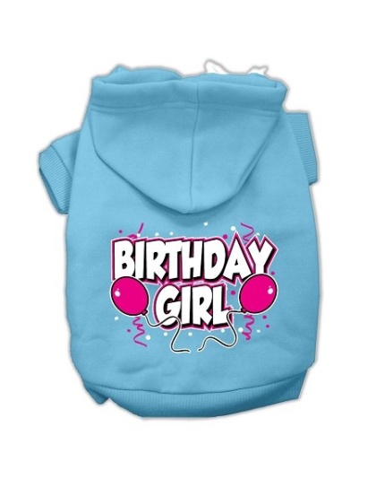 Birthday Girl Screen Print Pet Hoodies Baby Blue Size Lg