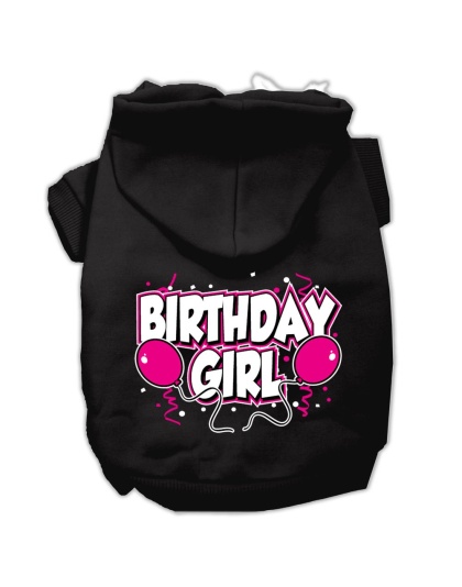 Birthday Girl Screen Print Pet Hoodies Black Size Lg