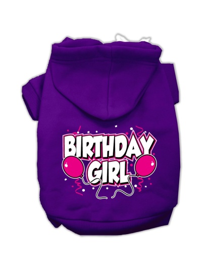 Birthday Girl Screen Print Pet Hoodies Purple Size Lg